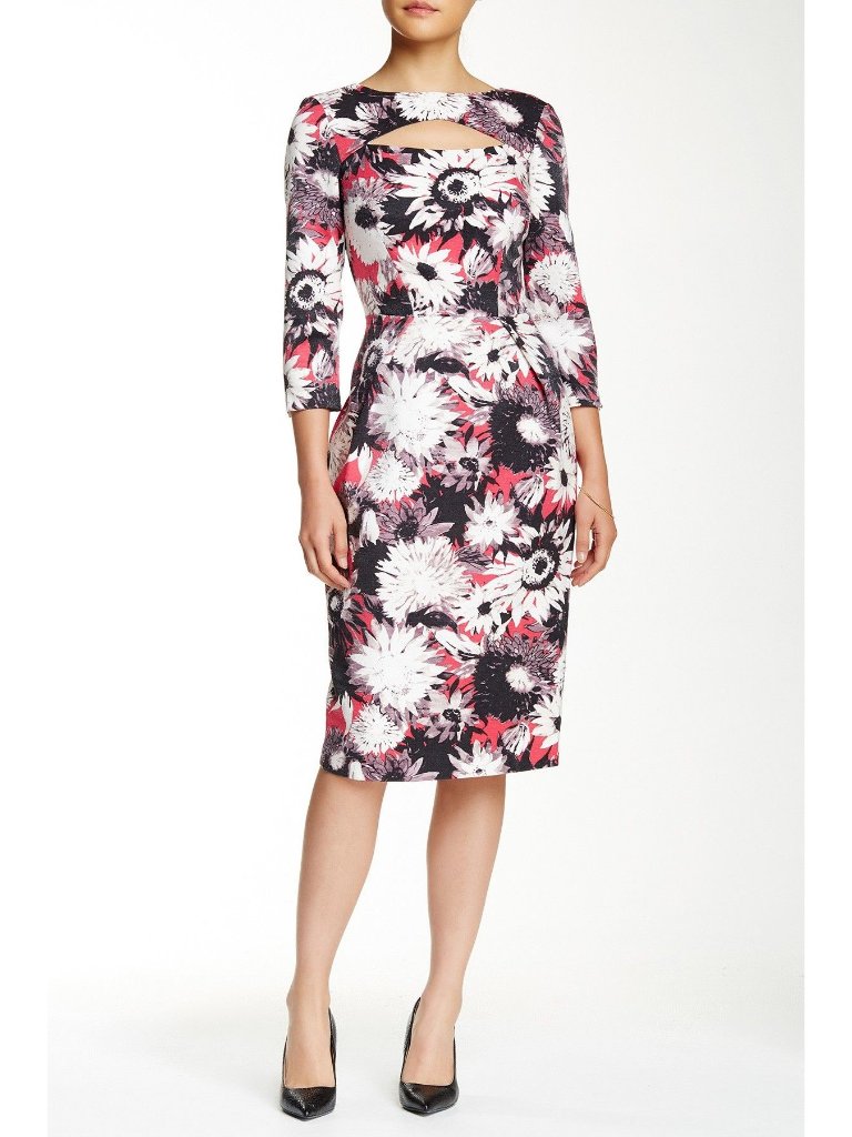 Debbie Shuchat Cutout Yoke Floral Print Dress 6-8